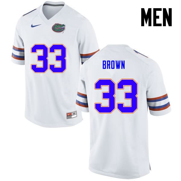 NCAA Florida Gators Mack Brown Men's #33 Nike White Stitched Authentic College Football Jersey HCO0764VZ